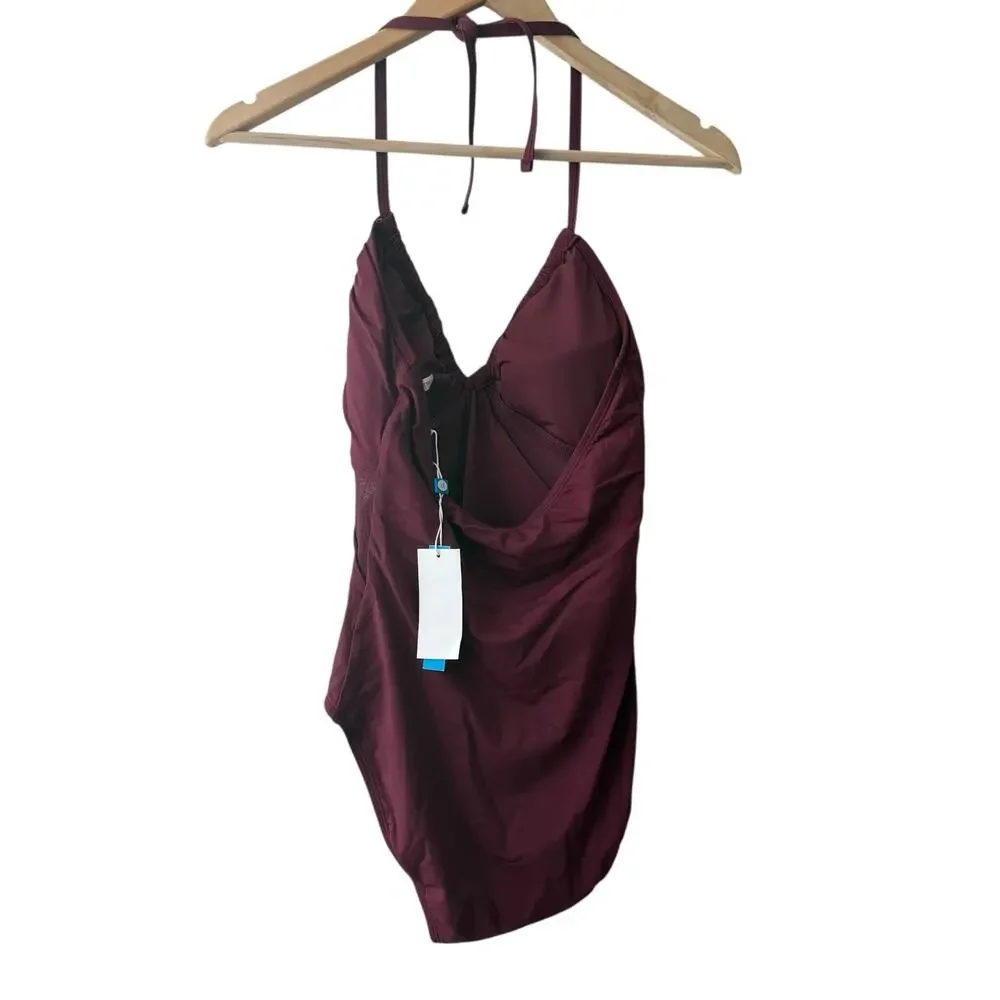 Bleu Rod Beattie Don’t Mesh With Me Pomegranate Halter One Piece Swimsuit Size 8